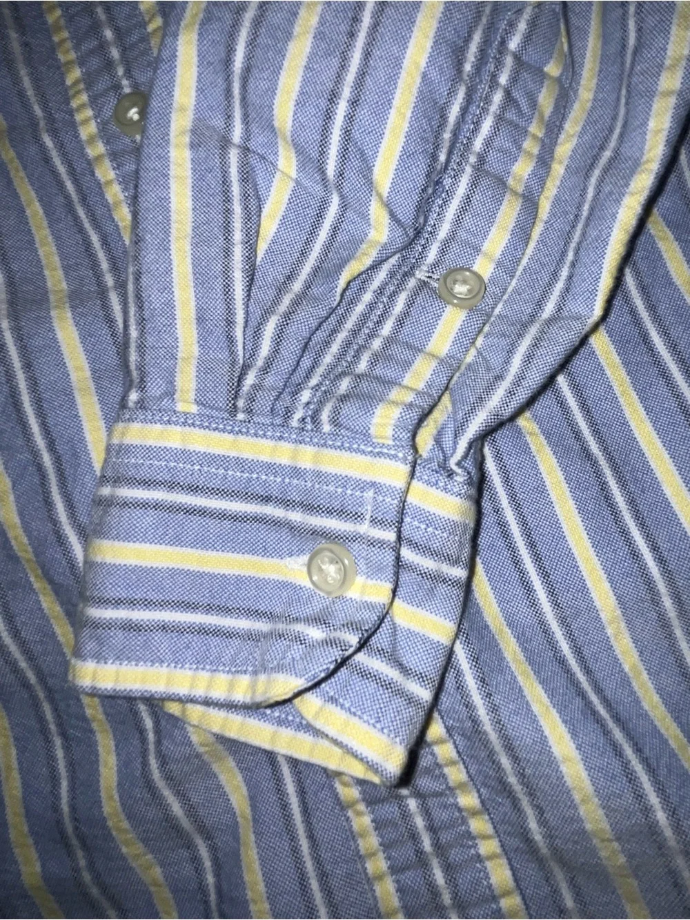 Boys Ralph Lauren blue and yellow striped button down shirt.  Size small or 8.